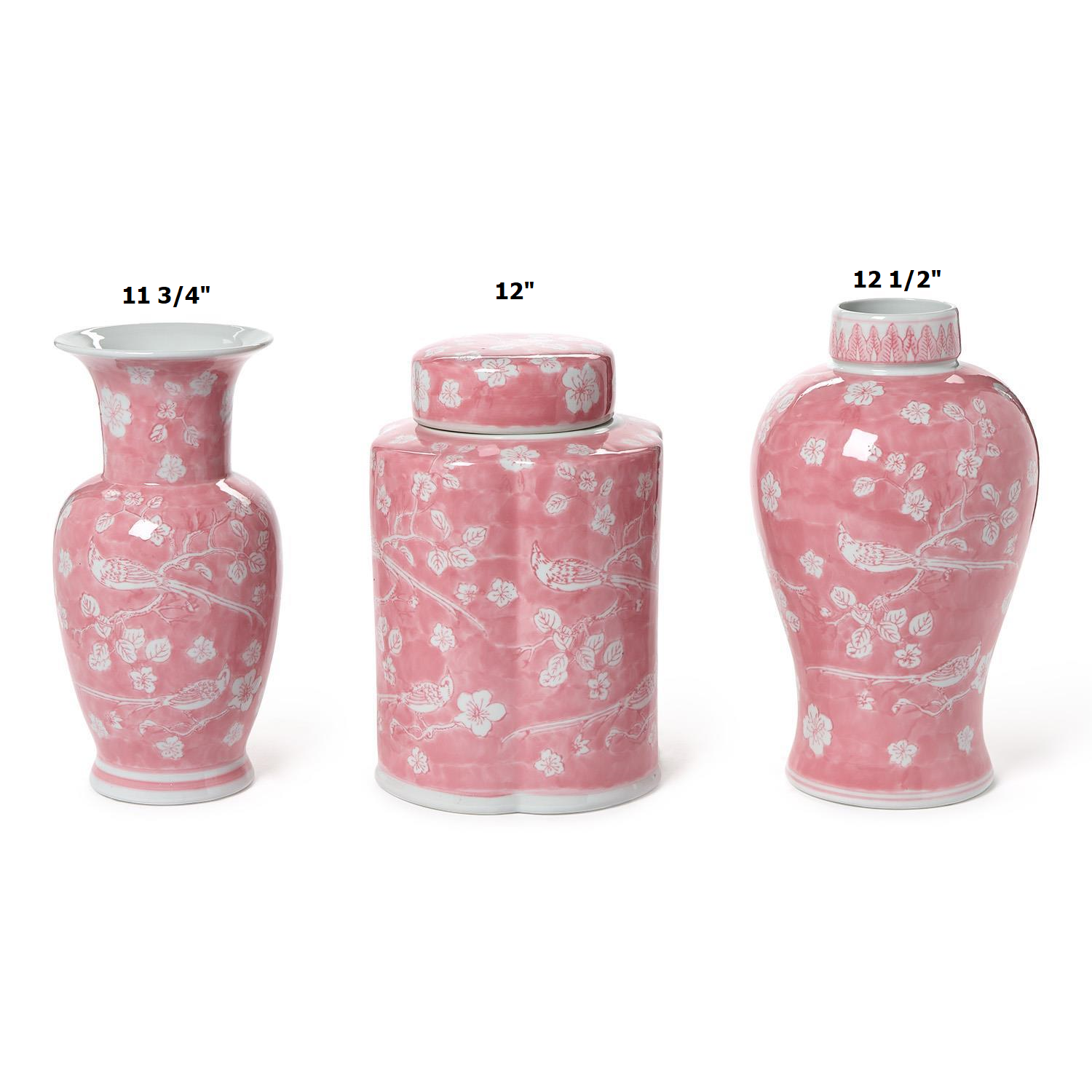 Hand-Painted Pink Chinoiserie Vases / Jar Round Vase