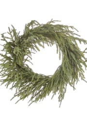 Green fir pine wreath with natural branch texture