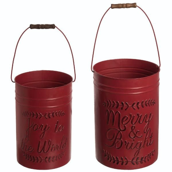 Metal Deep Rustic Red Buckets
