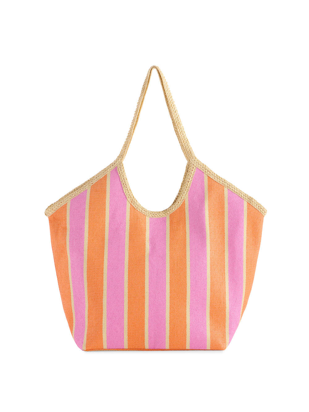 Capri Tote bag in woven paper straw with double shoulder straps and magnetic snap closure
