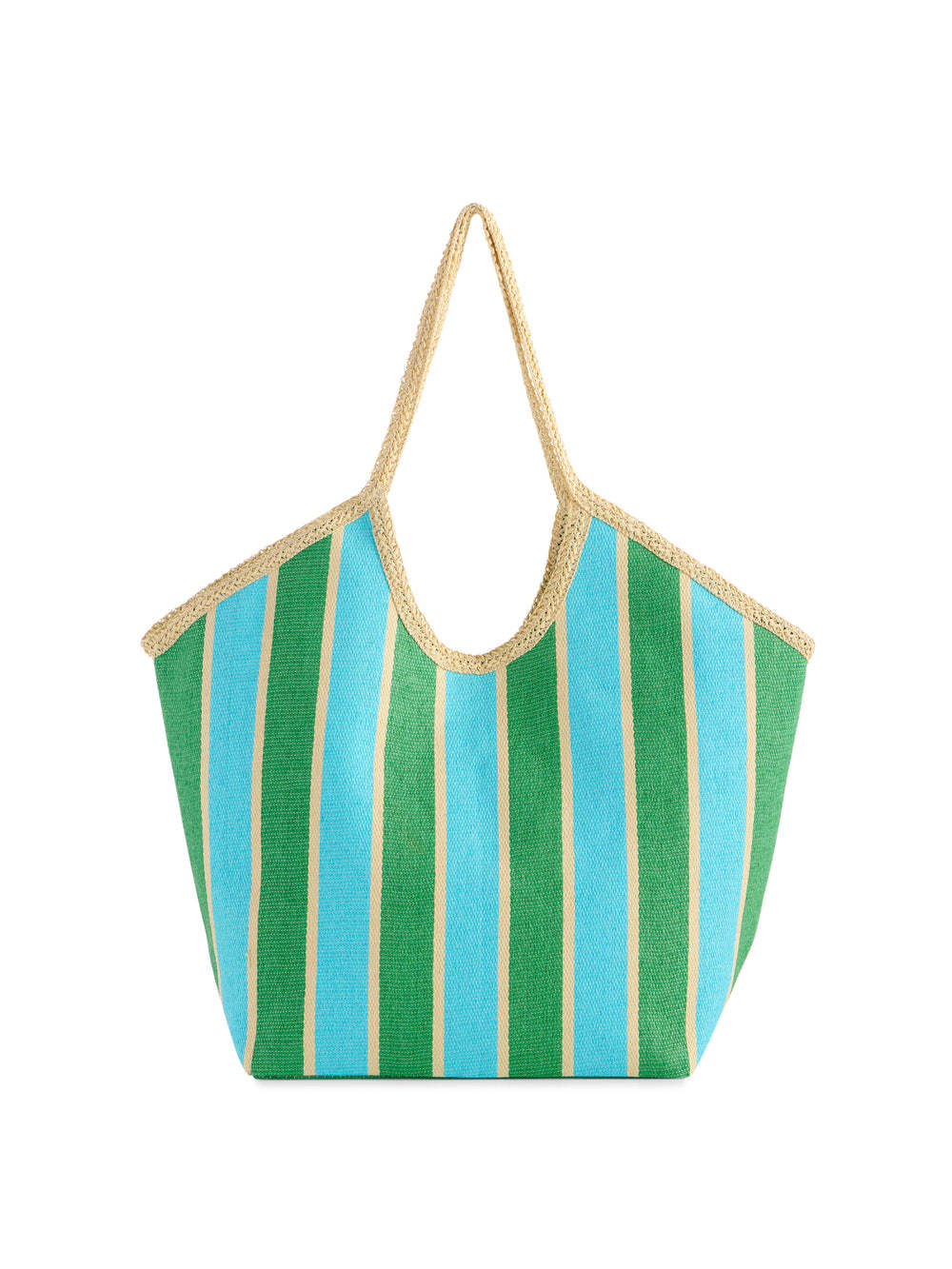Capri Tote bag in woven paper straw with double shoulder straps.