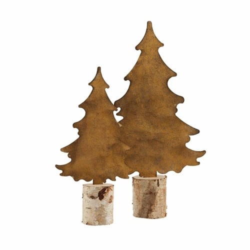 Metal birch tree-sitter decor with a realistic birch trunk base.