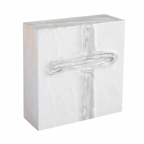 Square pine wood plaque with hand-painted gel texture and metallic foil side detail.