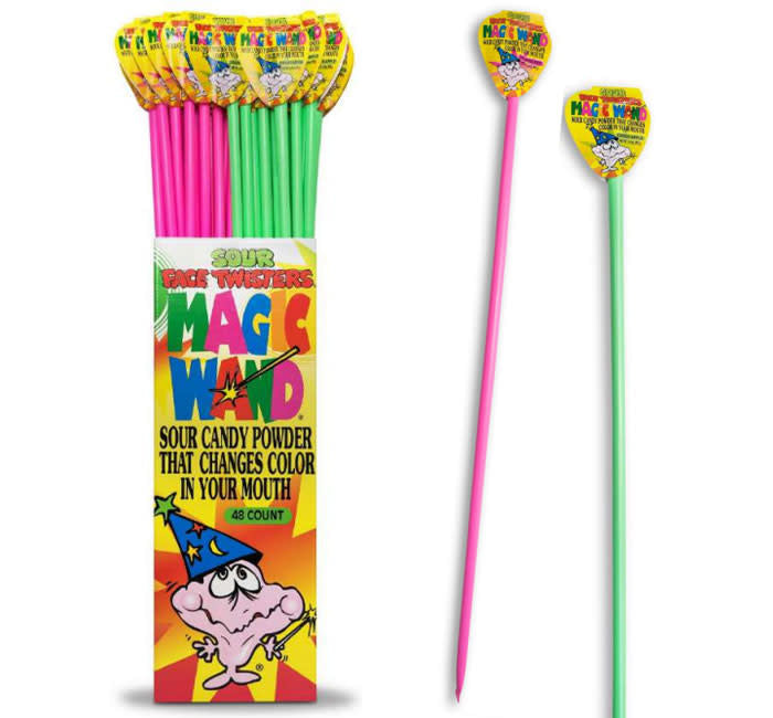 Face Twisters Color CHG Magic Wand lollipop with a colorful wand stick.