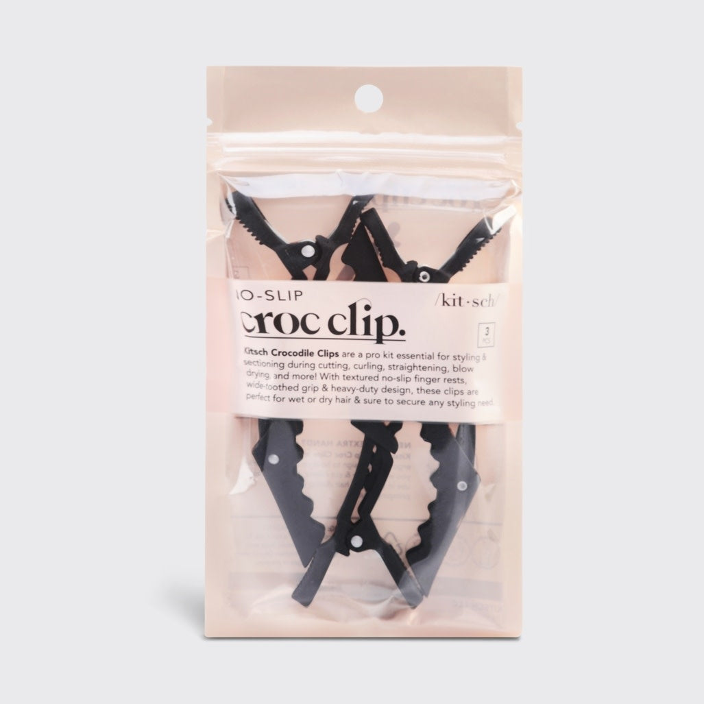 Black hinged crocodile clip with textured non-slip finger rests and wide teeth.