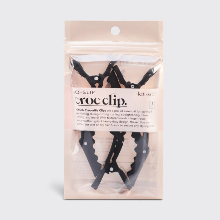 Black hinged crocodile clip with textured non-slip finger rests and wide teeth.
