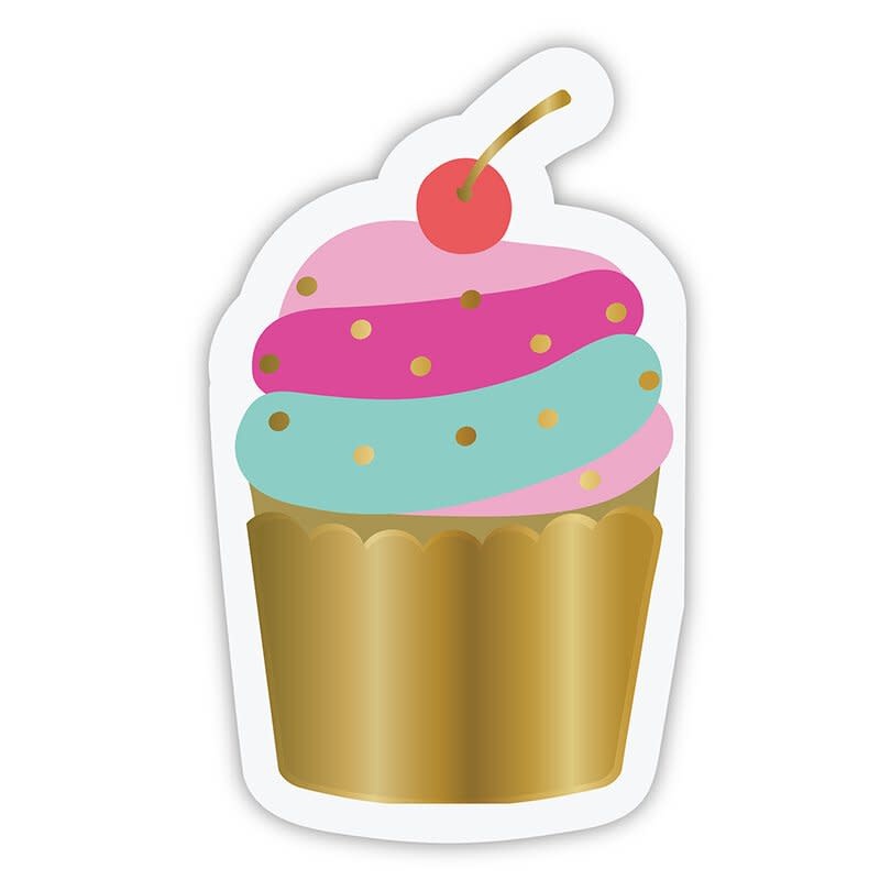 Colorful cupcake-shaped napkin with a durable feel.