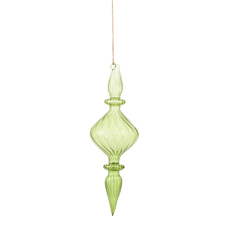 10" Green Transparent Finial Ornament - Sold Individually