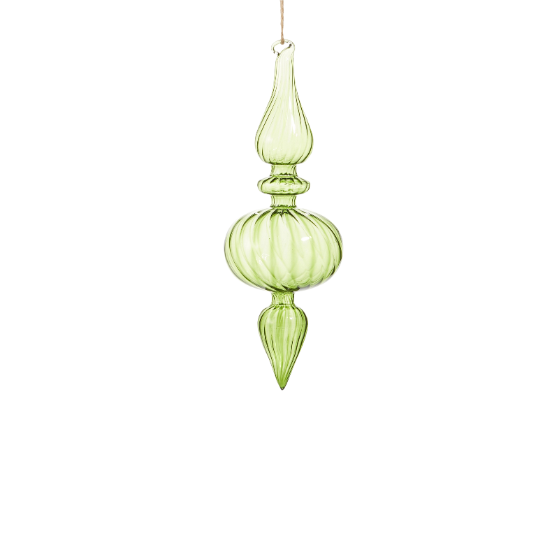 10" Green Transparent Finial Ornament - Sold Individually