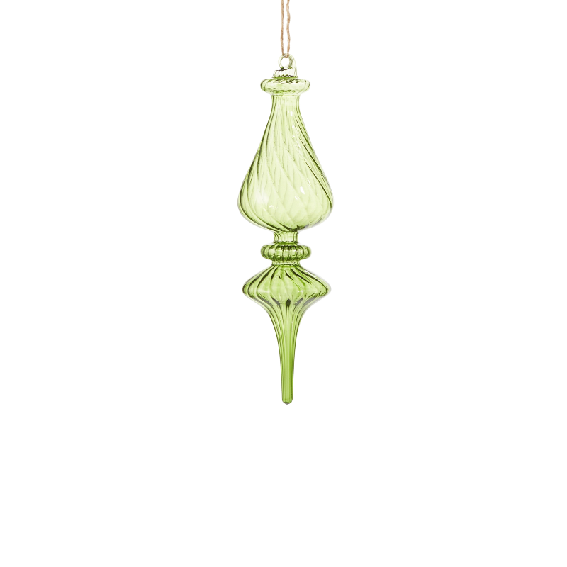 10" Green Transparent Finial Ornament - Sold Individually