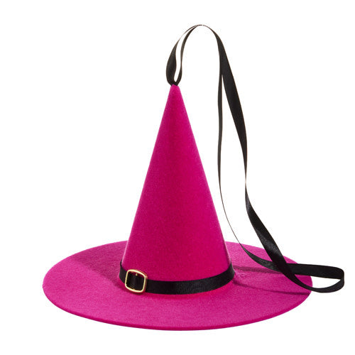 10" Pink Flocked Witch Hat