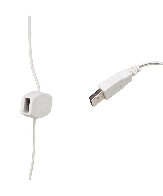 White USB power extension cord with twelve outlets