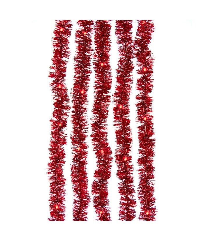 100-Light Red Tinsel With Red Superbright Cascade Lights