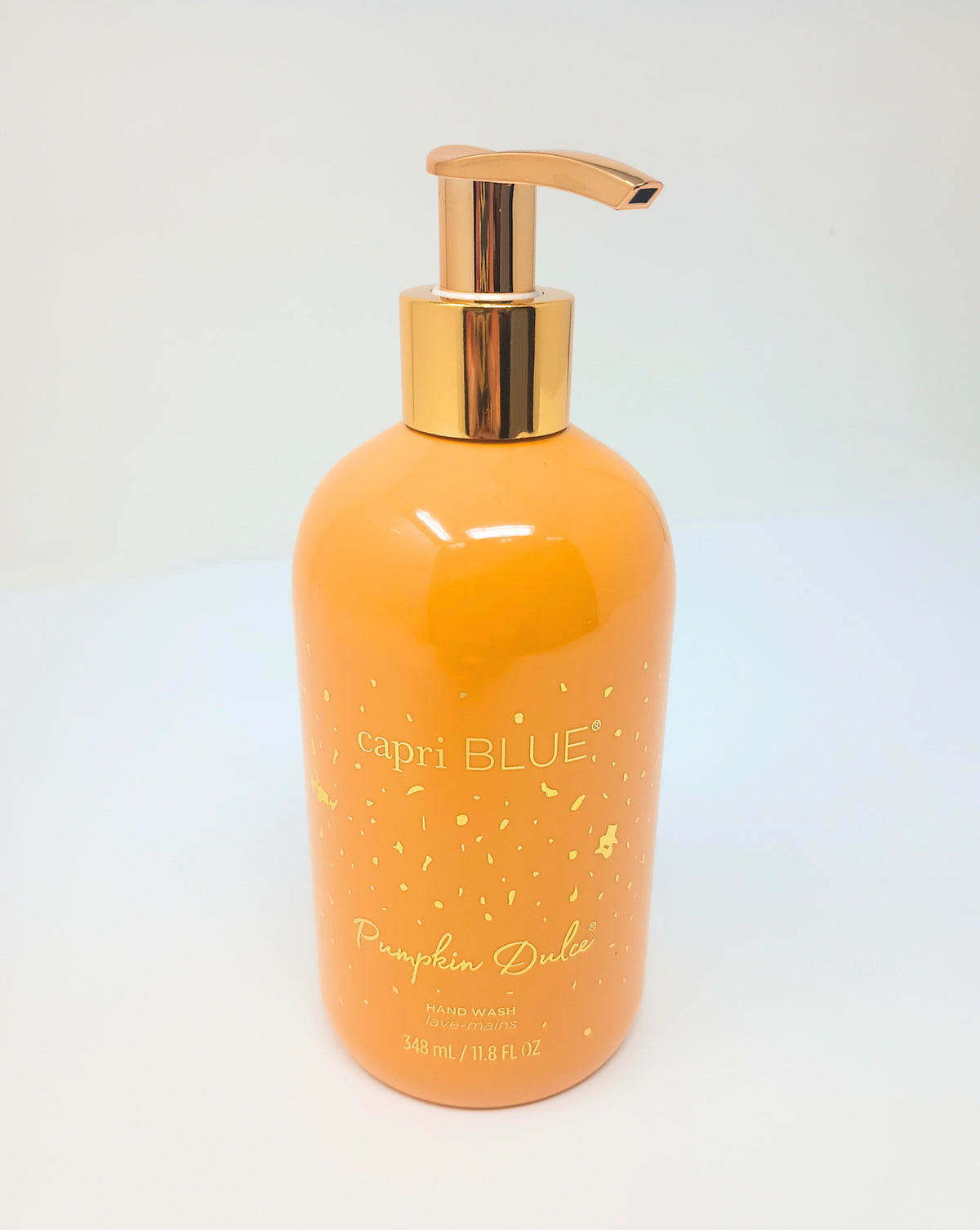 Bottle of Pumpkin Dulce hand wash with a festive orange label.