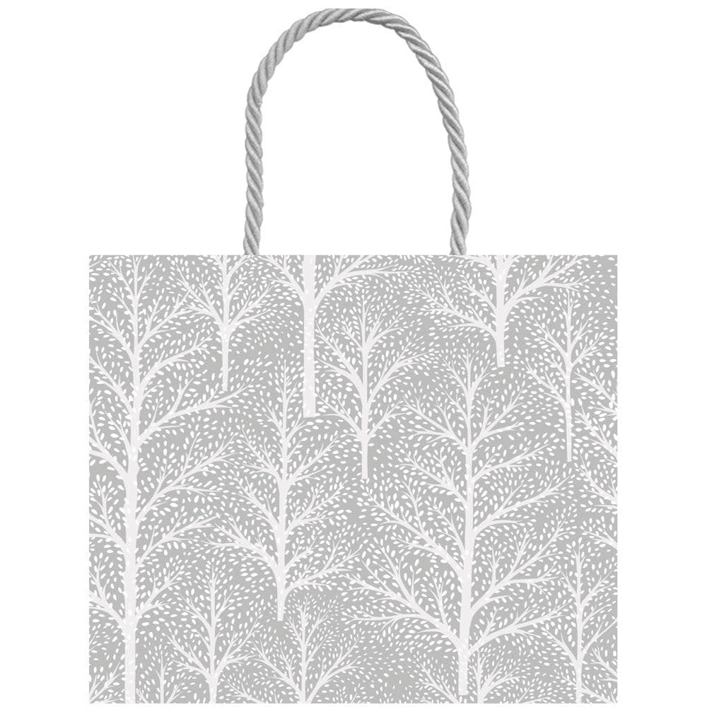 Large horizontal gift bag with cheerful colorful prints on durable paper featuring strong handles.