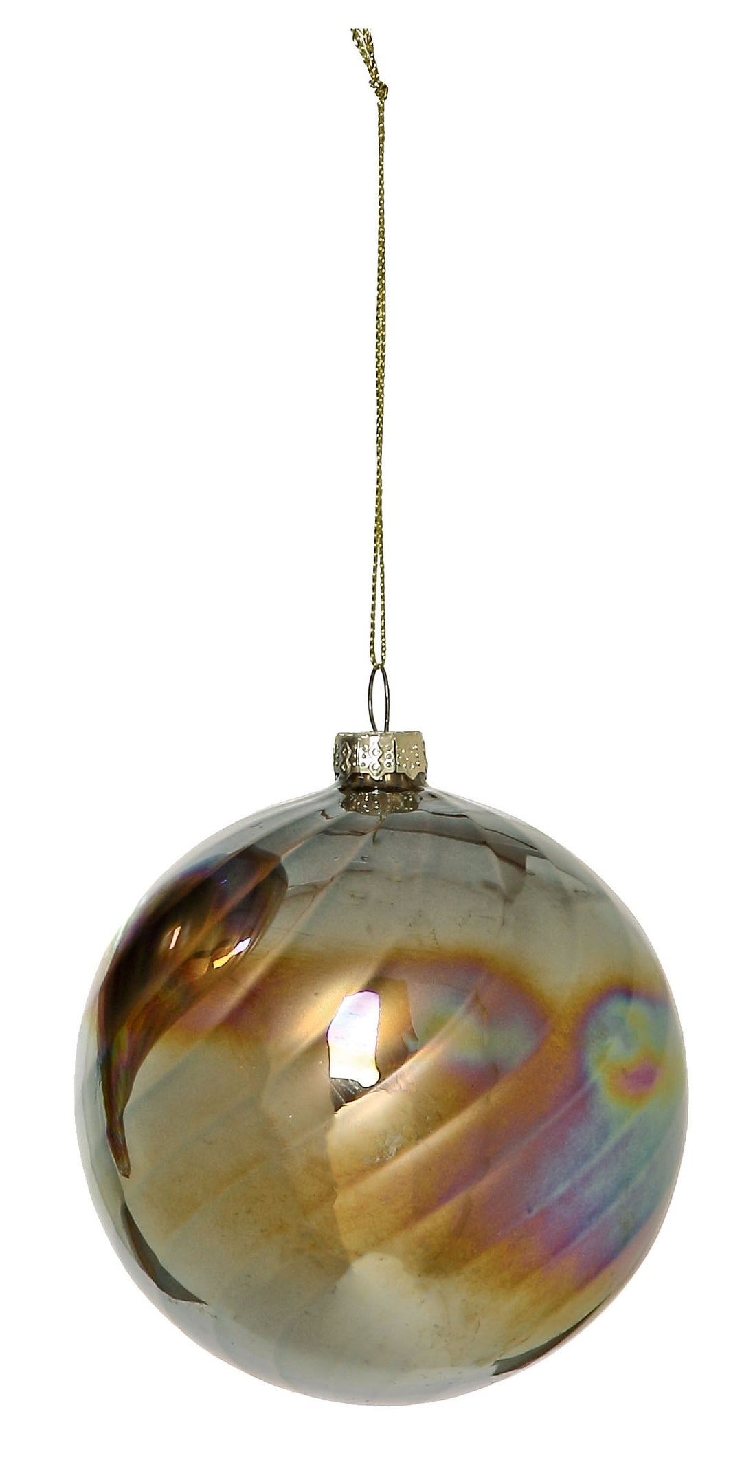 100MM Iridescent Pearl Swirl Hazelnut Ornament - Sold Individually