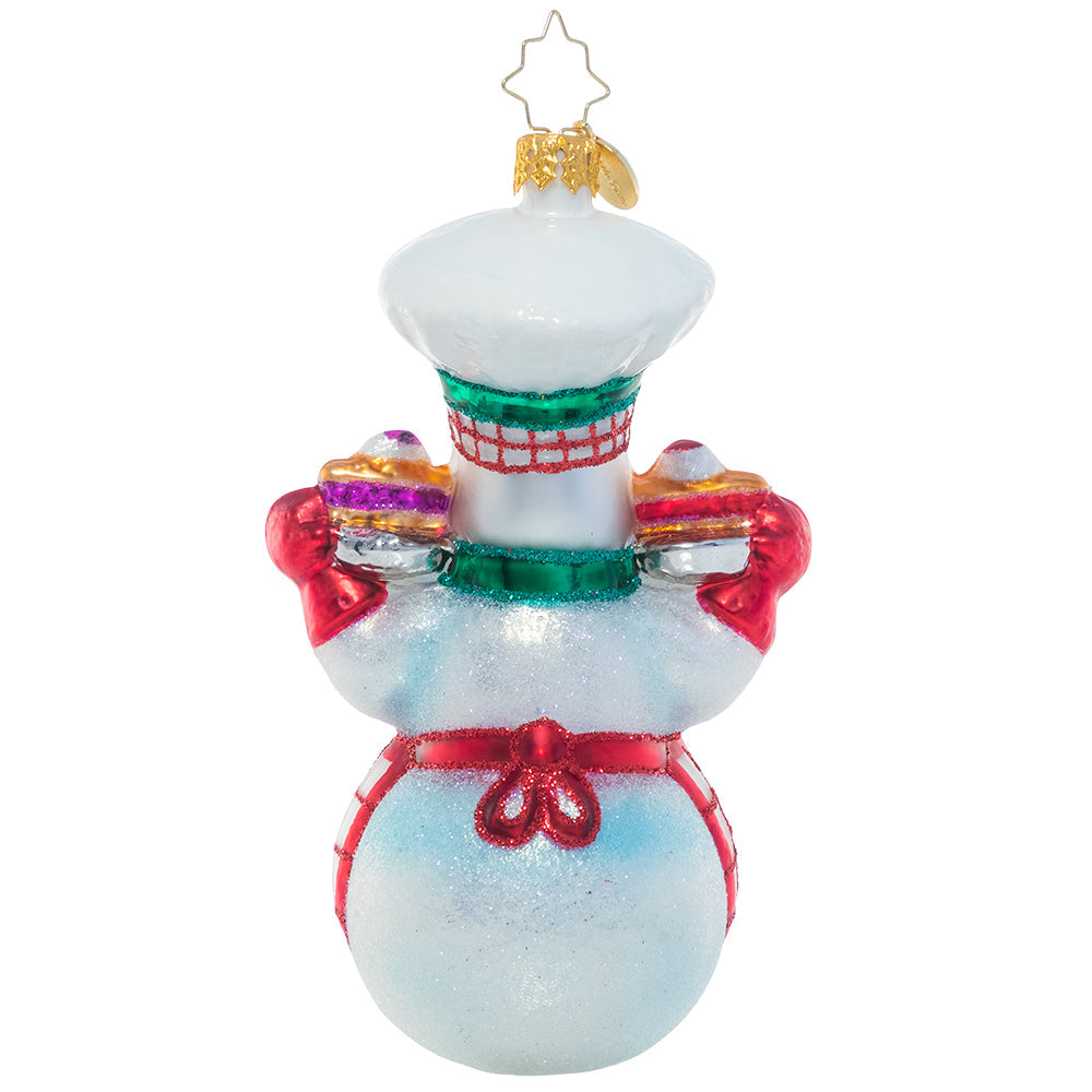 Jolly Baker Snowman ceramic cookie jar in white with black snowflake pattern.