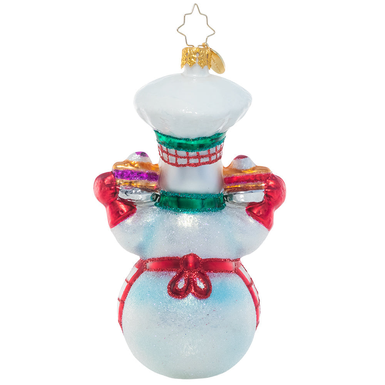 Jolly Baker Snowman ceramic cookie jar in white with red hat and scarf.