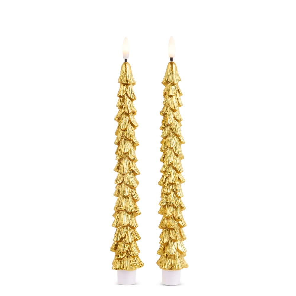 10.5" Gold Tree Taper Candles - Sold as Set