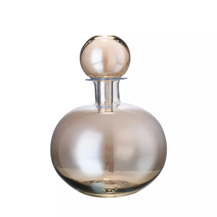 Tall clear glass bottle vase with secure lid