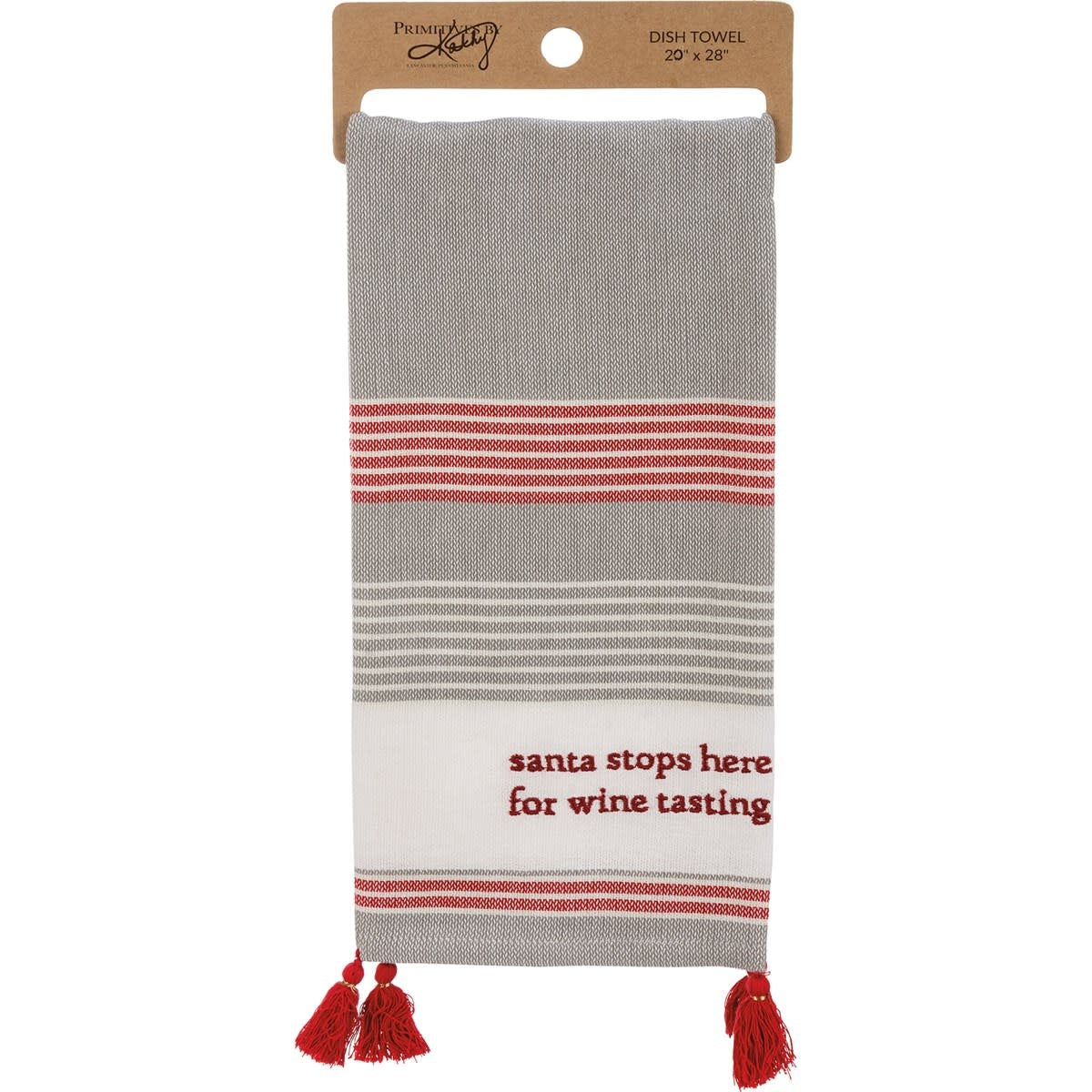 Black cotton kitchen towel with white text reading Remember As Far As Anyone Knows We Are A Nice & Normal Family