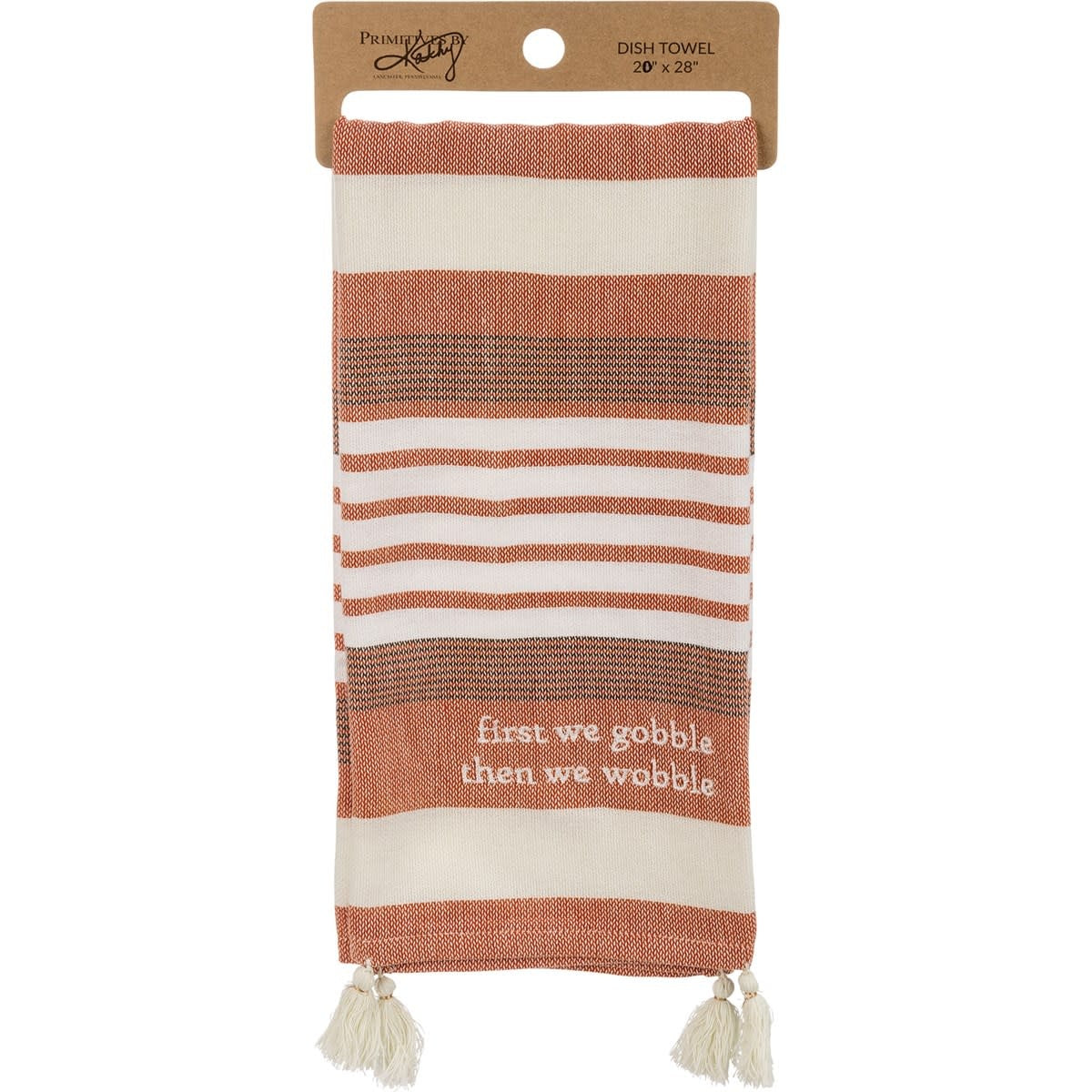 Black cotton kitchen towel with white text reading Remember As Far As Anyone Knows We Are A Nice & Normal Family