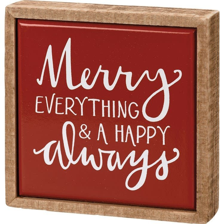 Wooden box sign mini with tile finish displaying hand-lettered Believe sentiment in festive Christmas collection
