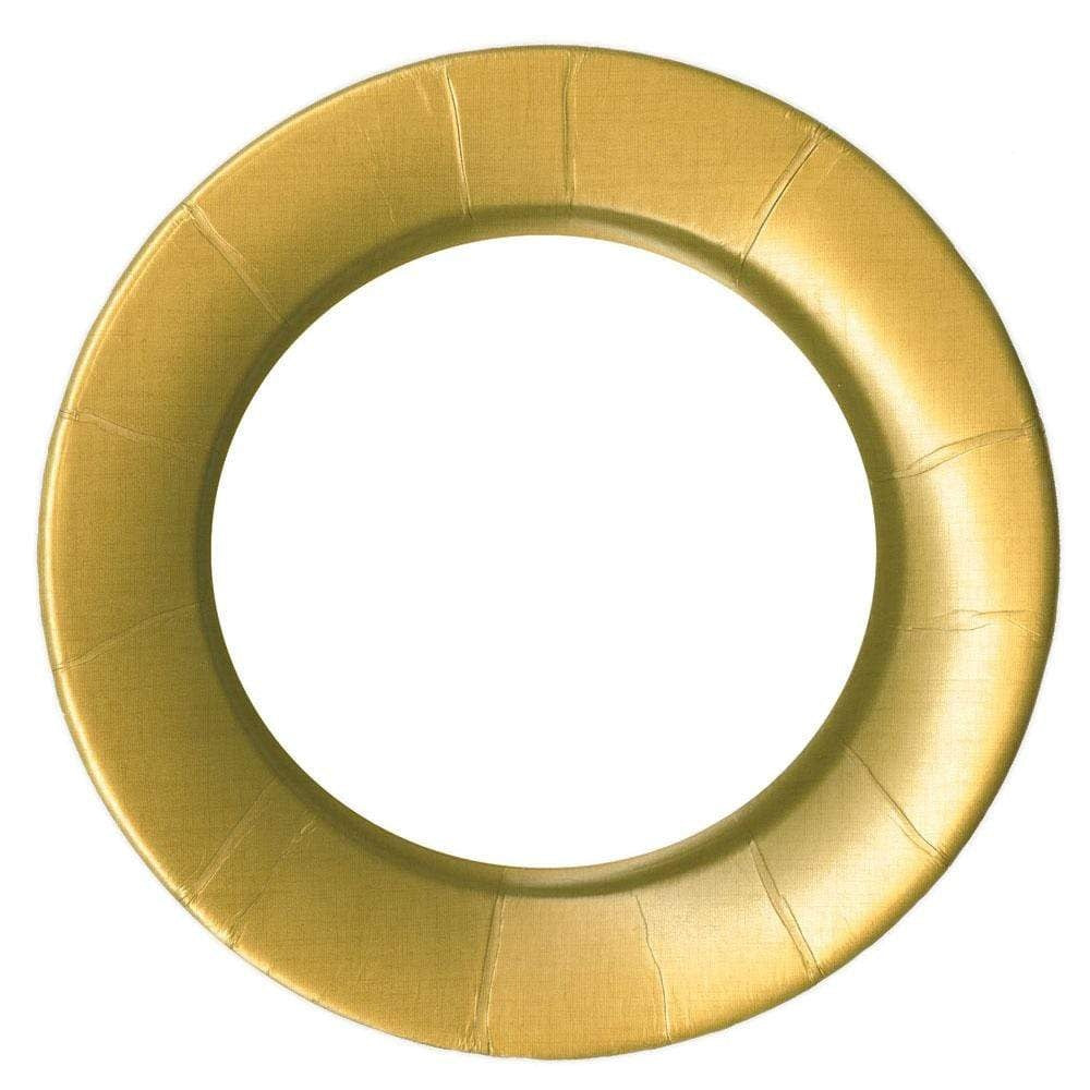 Eight gold-rimmed linen border paper dinner plates with a porcelain-style silhouette.