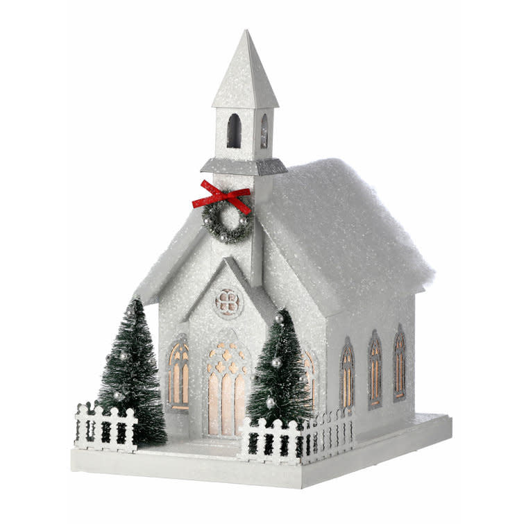 11.5" Led/Battery Cardboard Timer Country Church