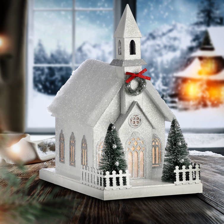 11.5" Led/Battery Cardboard Timer Country Church