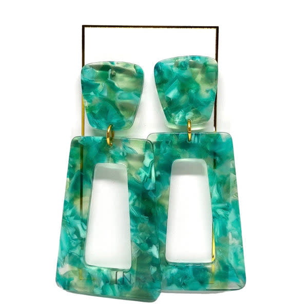 Kennedy earrings featuring a resin drop with stainless steel posts.
