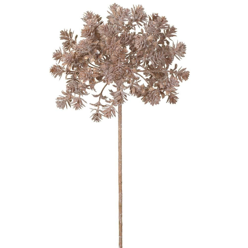 12-inch beige glittered sedum floral spray on a thin stem for seasonal decor.