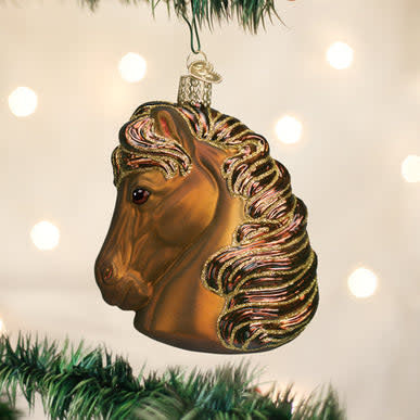 Brown horse head ornament with noble silhouette representing loyalty.