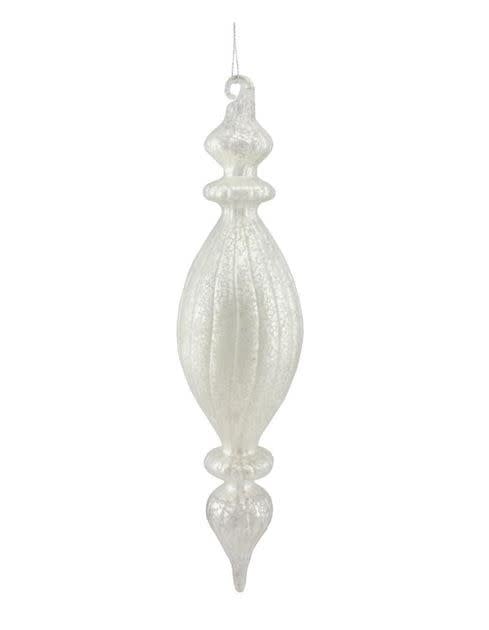 Mercury glass finial with dark rich tones in a classic ornamental silhouette.