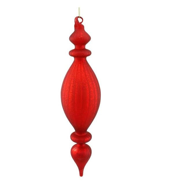 Mercury glass finial with dark rich tones in a classic ornamental silhouette.