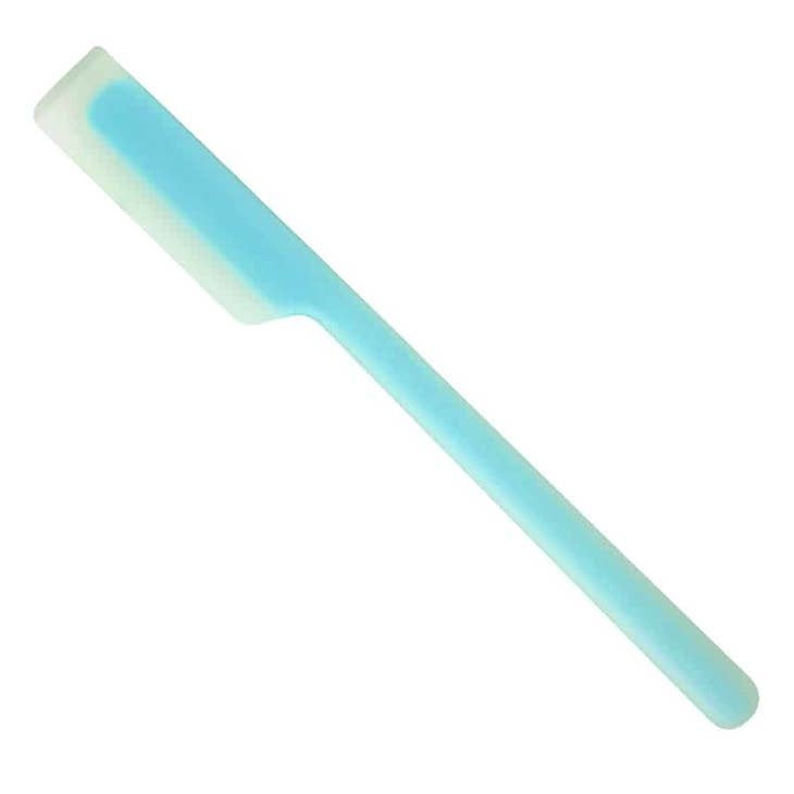 9.5-inch slim silicone spatula with a black handle and flexible head.