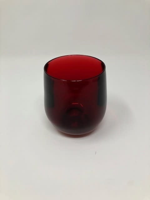 Cranberry acrylic tumbler with a smooth cylindrical shape.