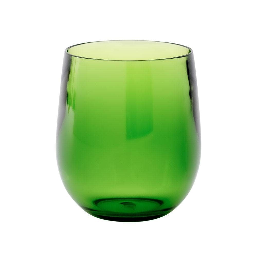 Emerald acrylic tumbler glass with a smooth cylindrical shape.