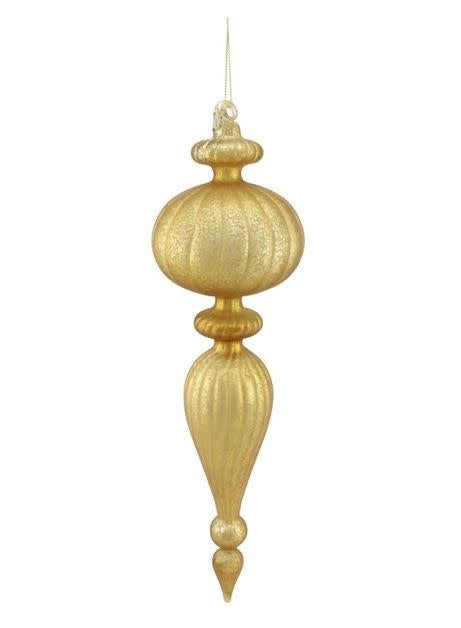 Mercury glass finial with dark rich tones in a classic ornamental silhouette.