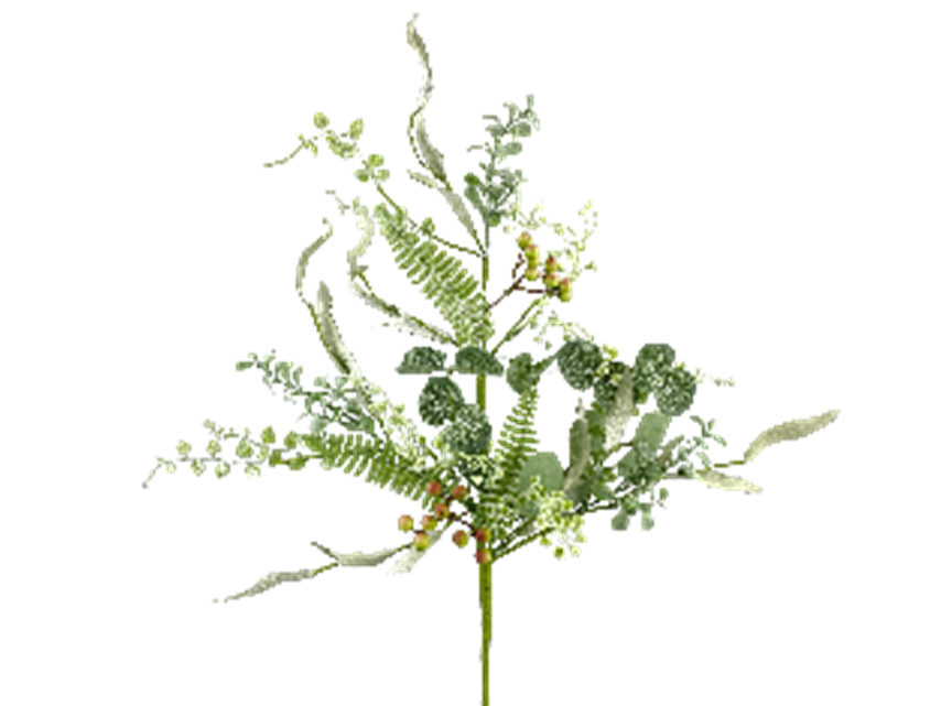 Mix Lvs Berry Spray artificial floral spray with dark green foliage.