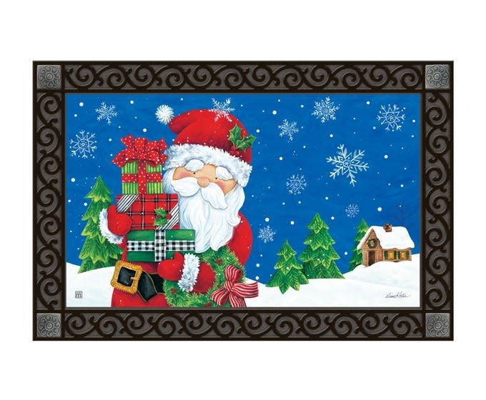 Rectangular recycled rubber doormat insert with non-slip backing.