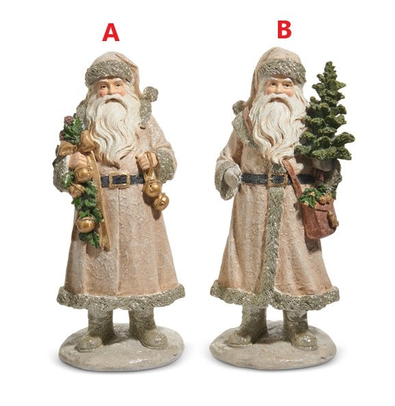 Resin Old World Santa figurine with classic beard, red suit, black belt, and white hat.