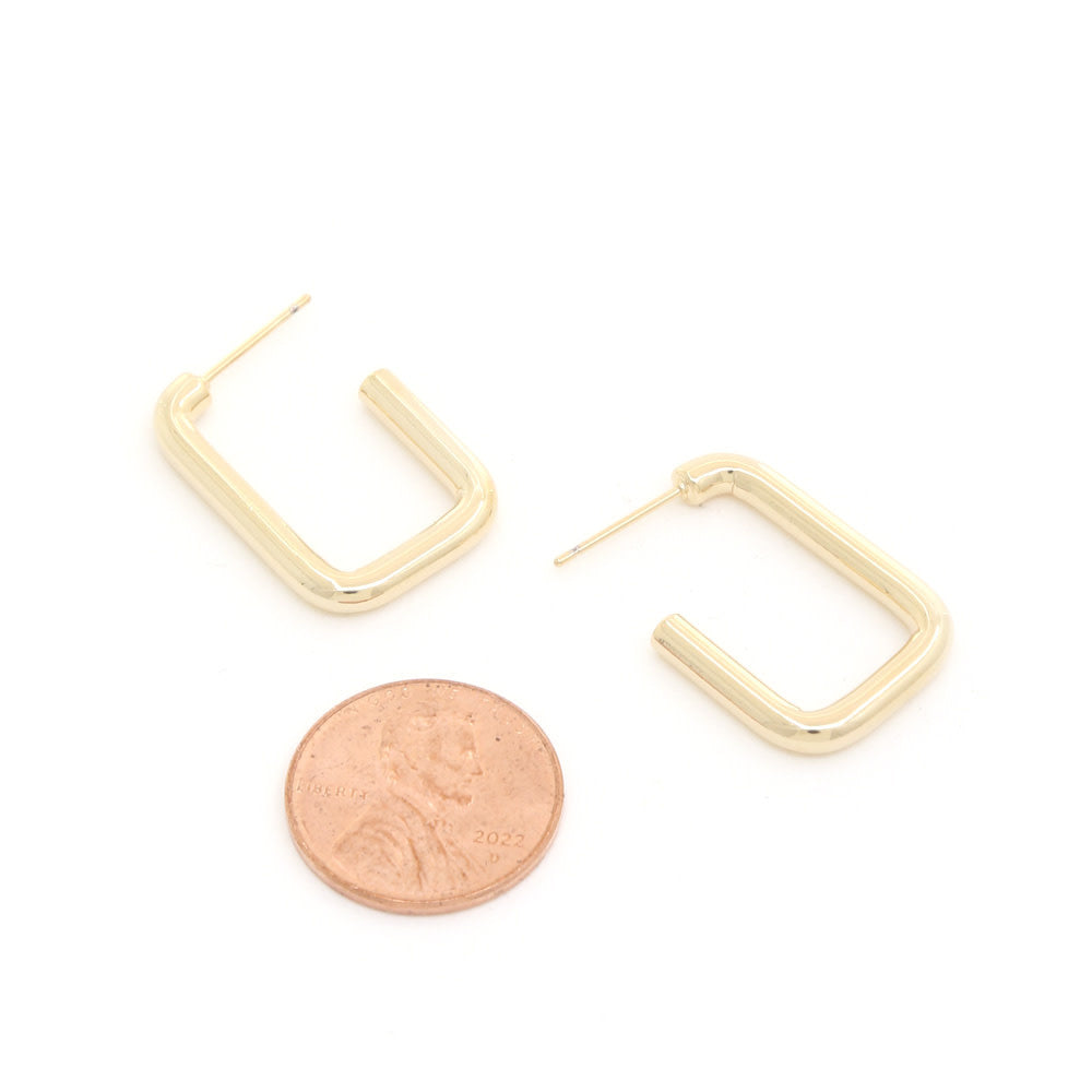 Pair of sleek rectangle earrings with a minimalist gold-dipped finish.