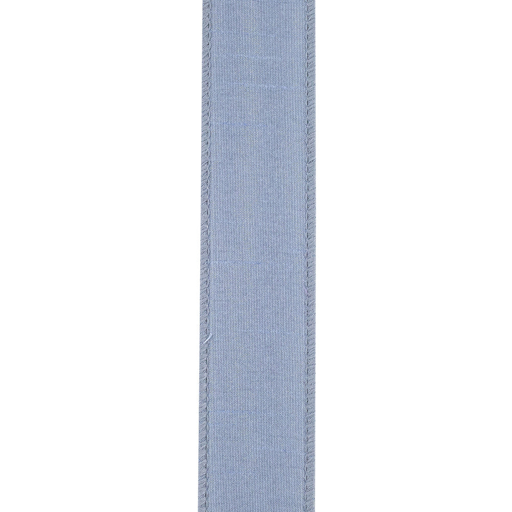 One-and-a-half-inch wired-edge Dupioni ribbon in French blue with a subtle sheen.