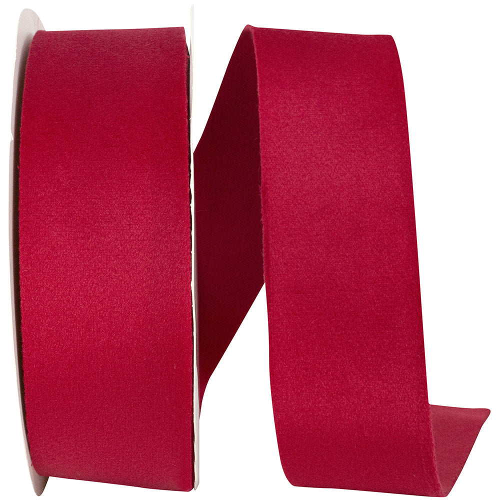 Scarlet double-faced velvet ribbon with a smooth texture