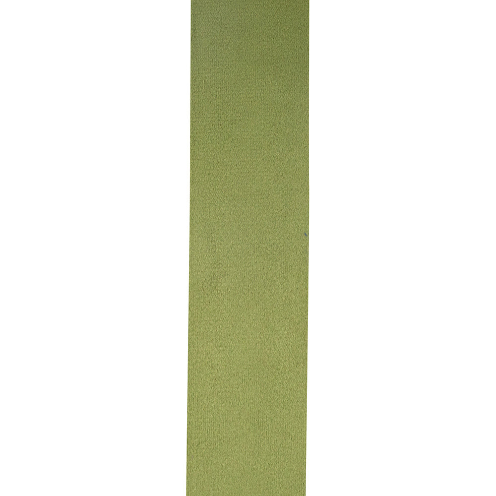 Spring moss colored double-faced velvet ribbon roll measuring 1.5 inches wide.