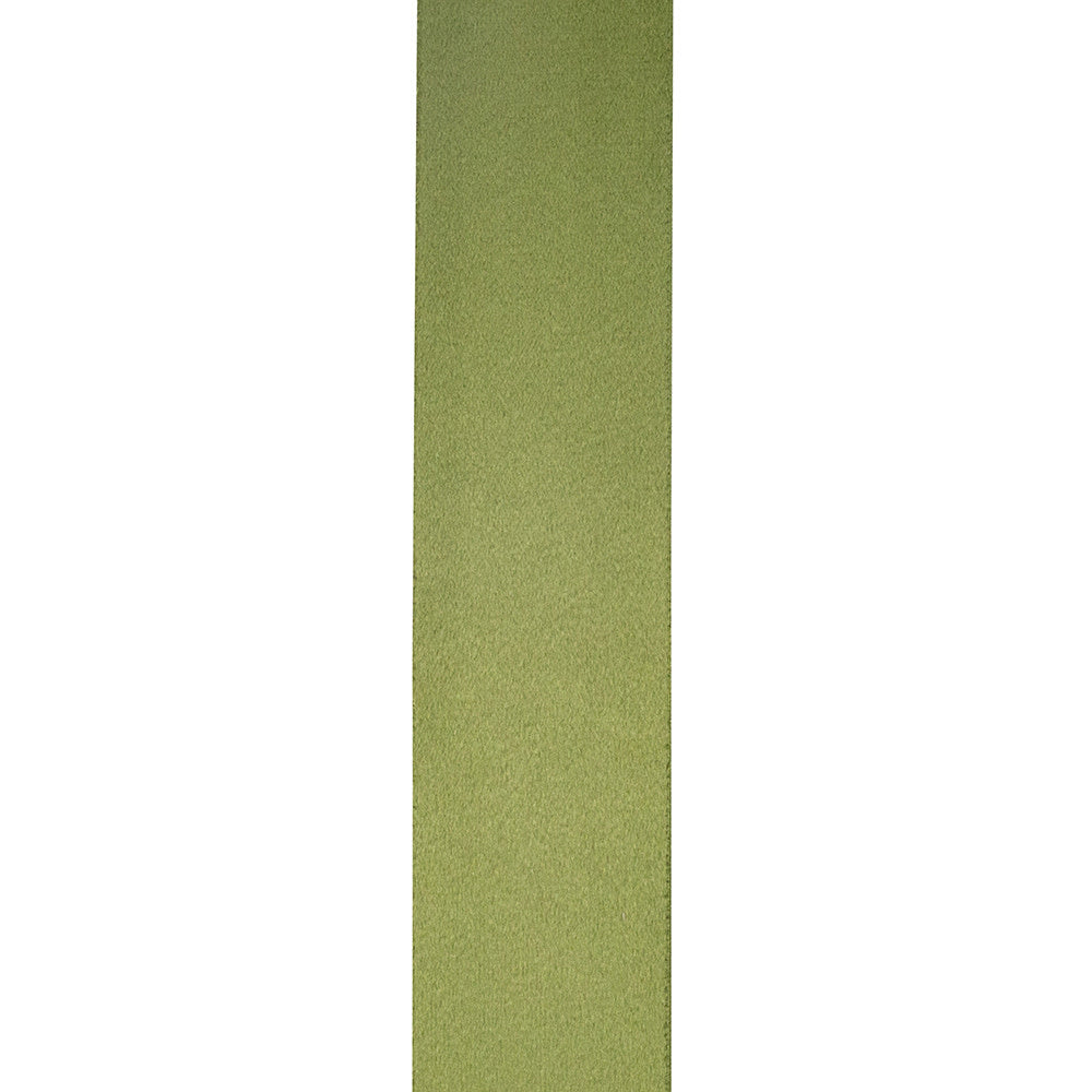 Spring moss colored double-faced velvet ribbon roll measuring one point five inches wide.