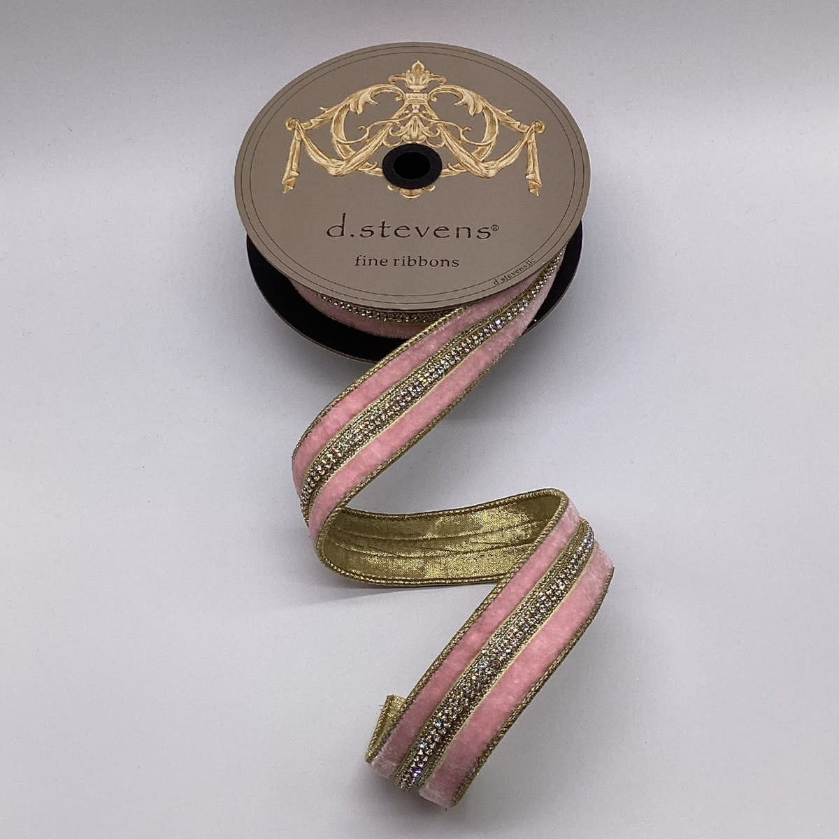 Strawberry velvet ribbon with crystal side trim
