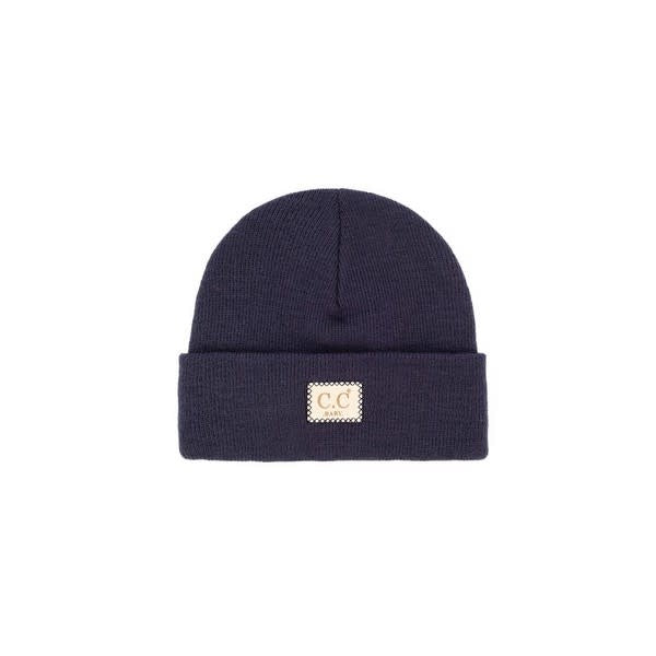 Baby CC Classic ribbed beanie in soft grey with a folded cuff.