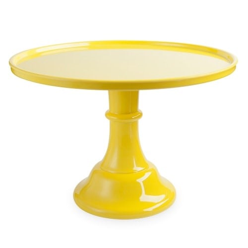 Melamine cake stand with screw assembly; white finish, circular tiered silhouette.
